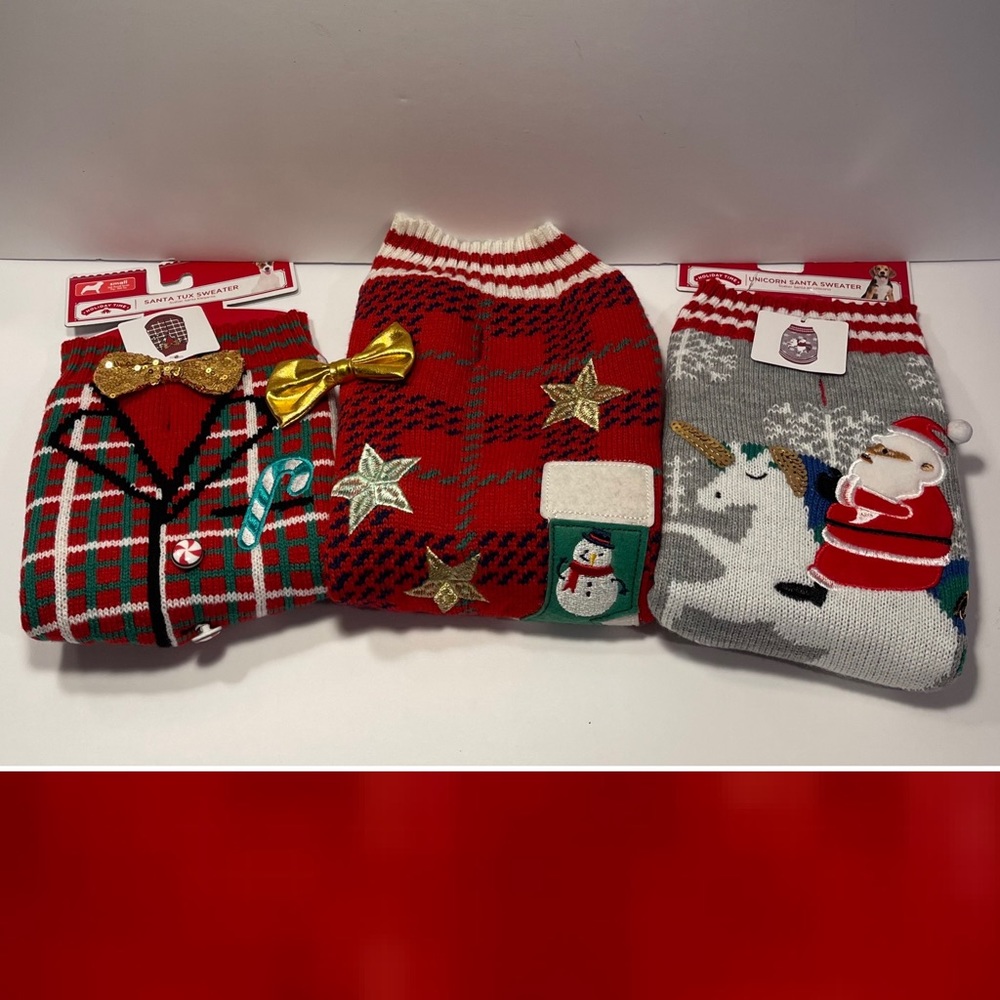 Bundle 3 Holiday Time Dog Sweater-1 Small 2 Medium